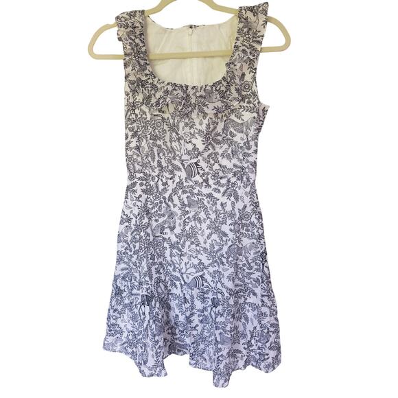 Saloni Misha Silk Mini Dress Ivory Rajasthan Print S Designer Romantic Luxury - Picture 3 of 7